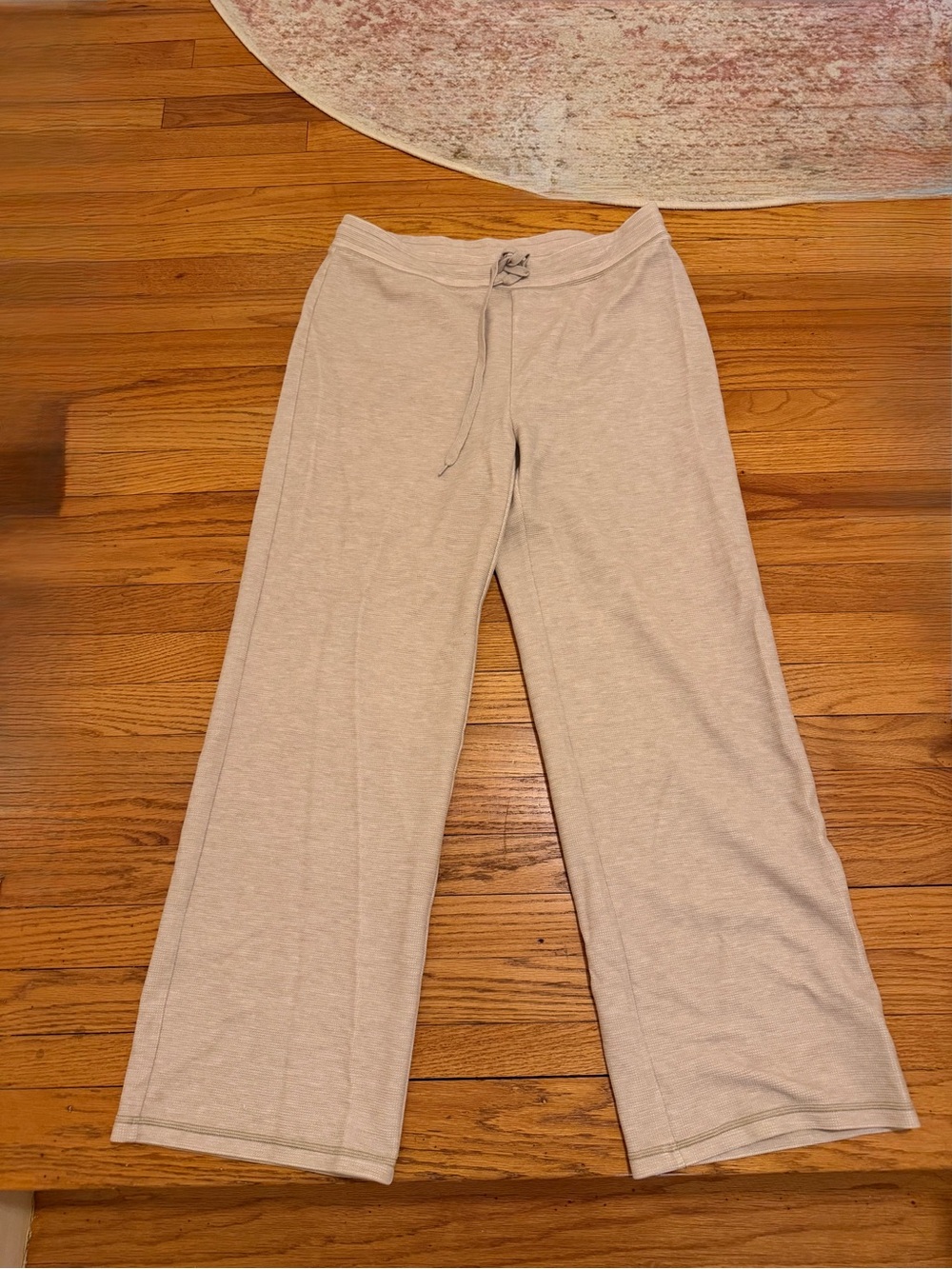 Aritzia TNA Wafflex Marks Pant Heather Ecru Wide Leg Lounge Pants L - Picture 2 of 11